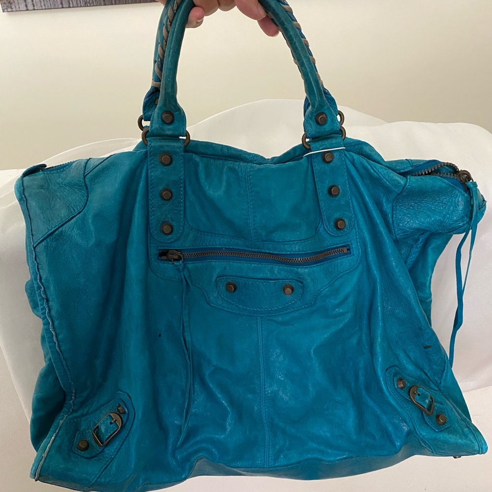 Balenciaga Spring 2005 Turquoise Weekender (A tag)